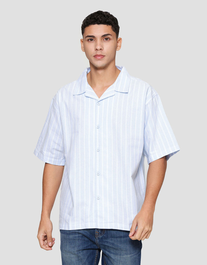 Nevada Stripes Oxford Camp Collar - Boxy Fit Kemeja Pria
