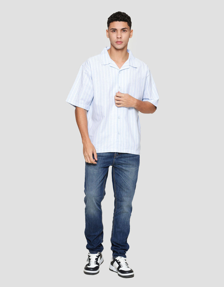 Nevada Stripes Oxford Camp Collar - Boxy Fit Kemeja Pria