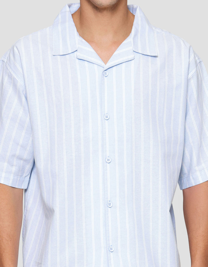 Nevada Stripes Oxford Camp Collar - Boxy Fit Kemeja Pria