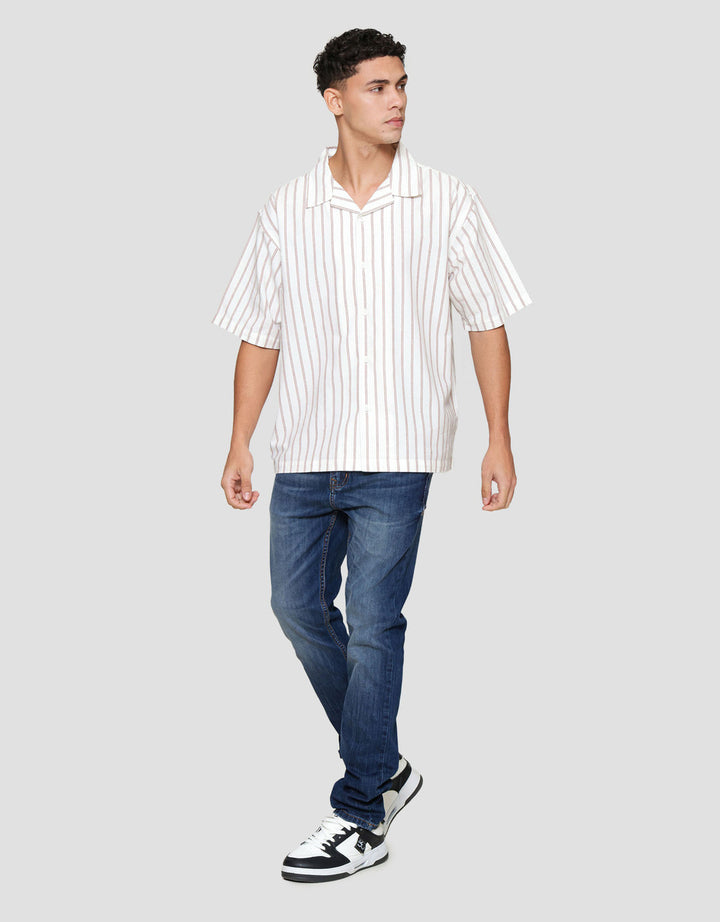 Nevada Stripes Oxford Camp Collar - Boxy Fit Kemeja Pria