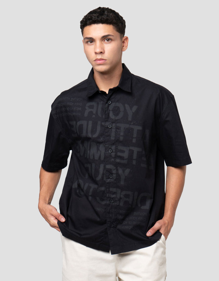 Nevada Boxy Fit Poplin Full Print Graffiti Reg Collar - Style 1 Kemeja Pria