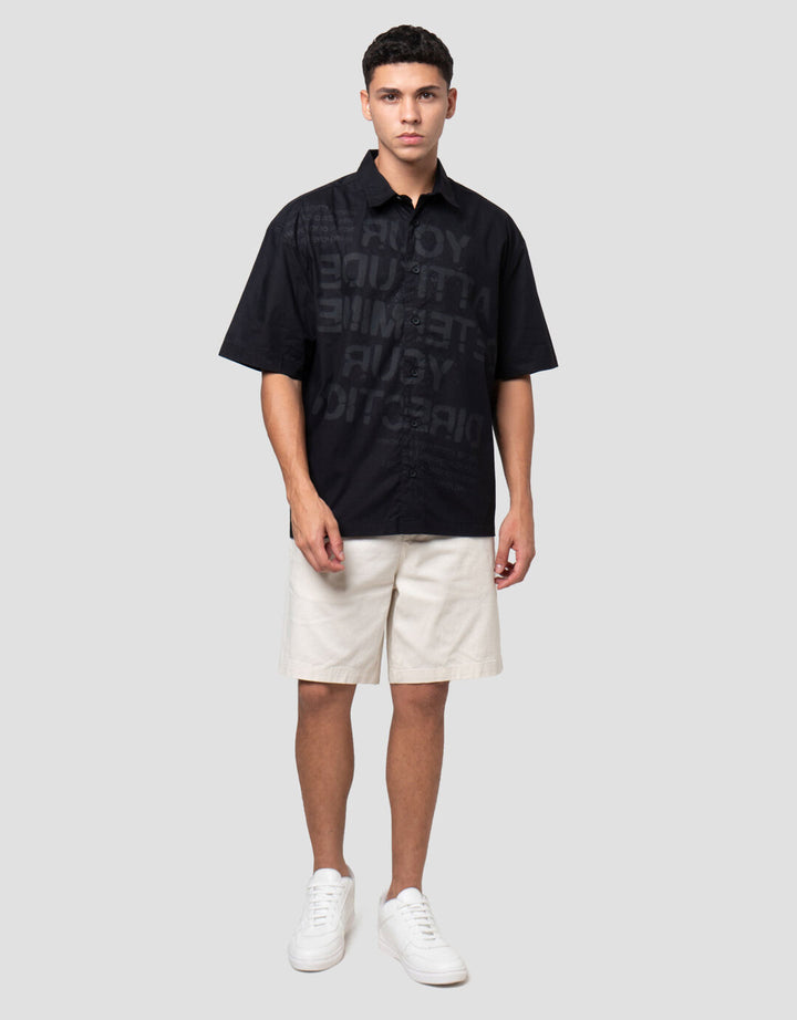 Nevada Boxy Fit Poplin Full Print Graffiti Reg Collar - Style 1 Kemeja Pria