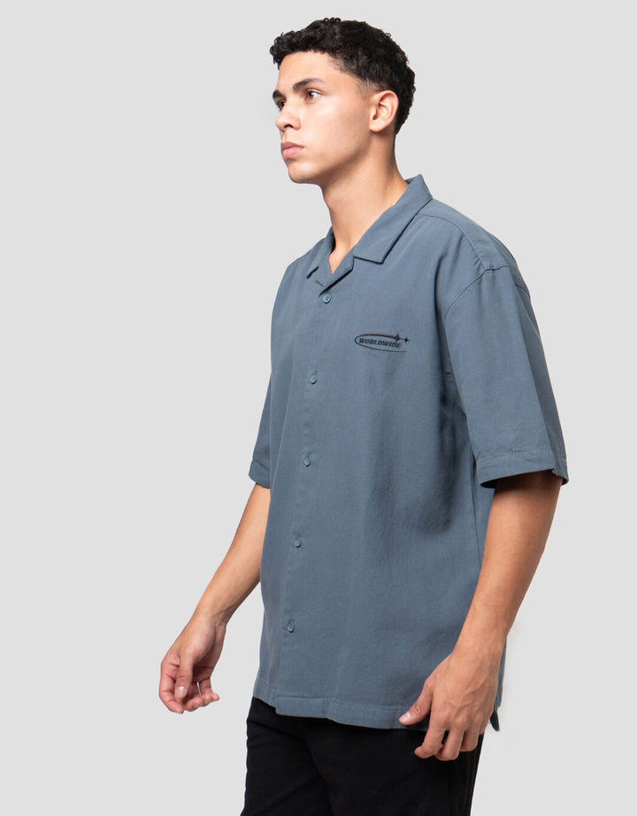 Nevada Boxy Fit Camp Collar With Bordir - Style Kemeja Pria