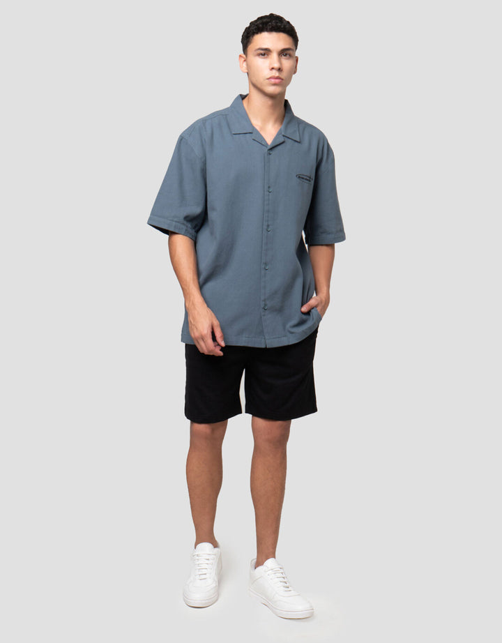 Nevada Boxy Fit Camp Collar With Bordir - Style Kemeja Pria