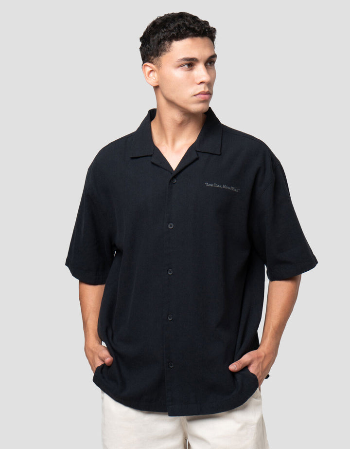 Nevada Boxy Fit Camp Collar With Bordir Style Kemeja Pria