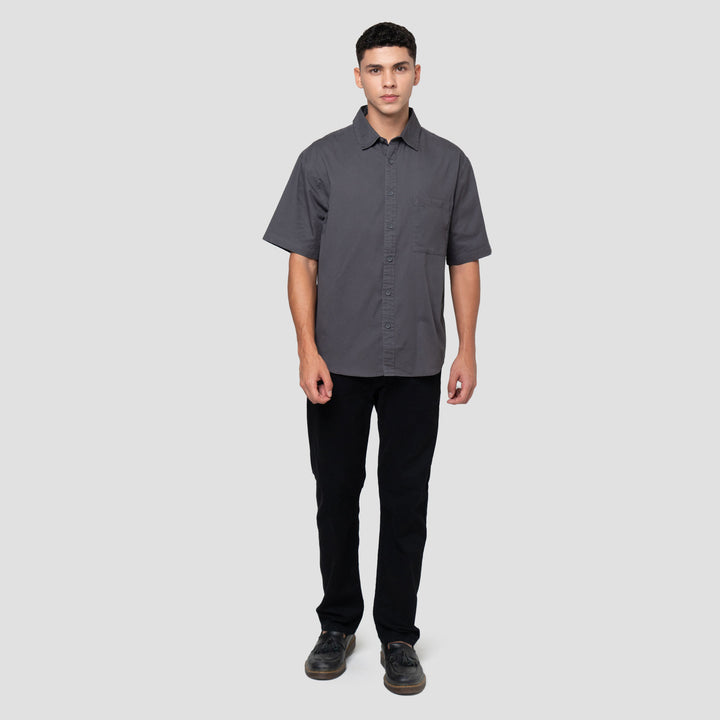 Nevada Plain Basic Twill Bio Wash Regular Fit Kemeja Pria