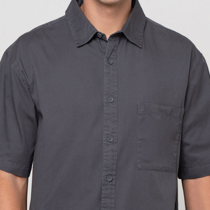 Nevada Plain Basic Twill Bio Wash Regular Fit Kemeja Pria