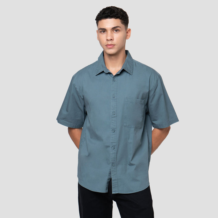 Nevada Plain Basic Twill Bio Wash Regular Fit Kemeja Pria