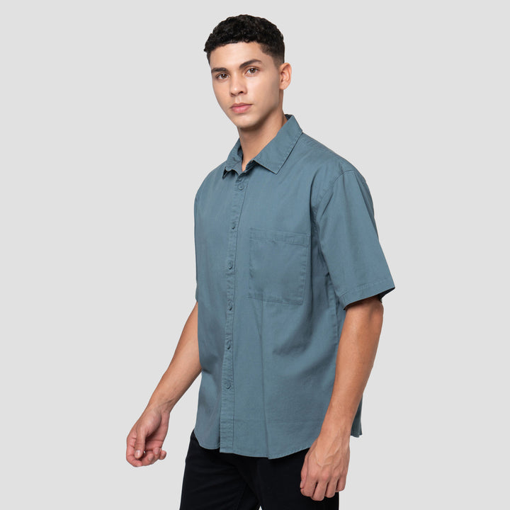 Nevada Plain Basic Twill Bio Wash Regular Fit Kemeja Pria