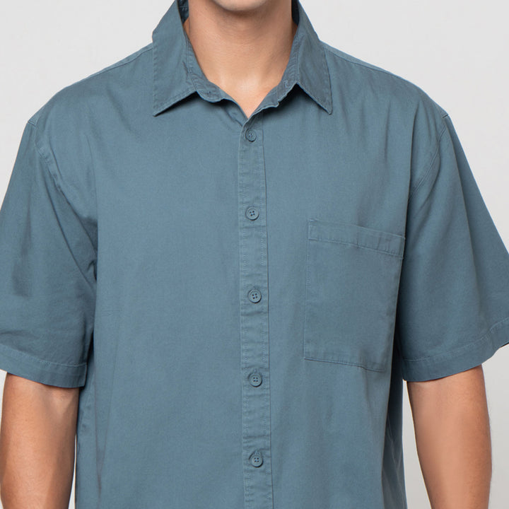 Nevada Plain Basic Twill Bio Wash Regular Fit Kemeja Pria