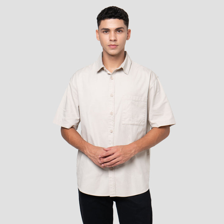 Nevada Plain Basic Twill Bio Wash Regular Fit Kemeja Pria