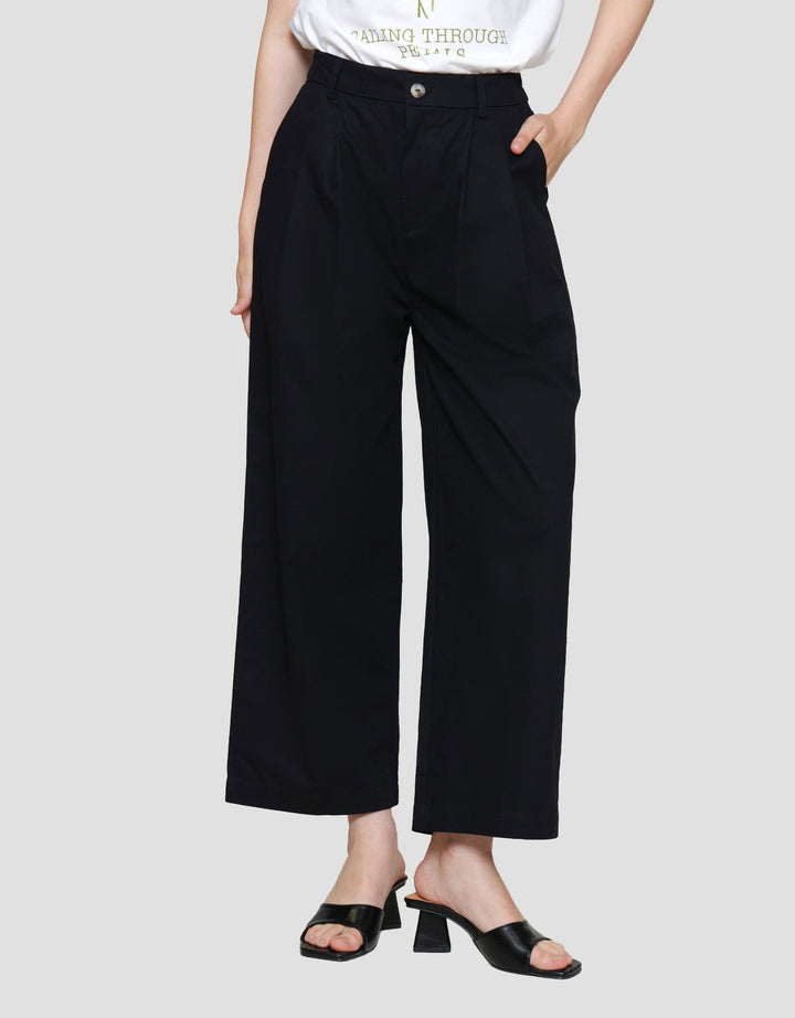 Connexion Wide Twill Celana Panjang Wanita