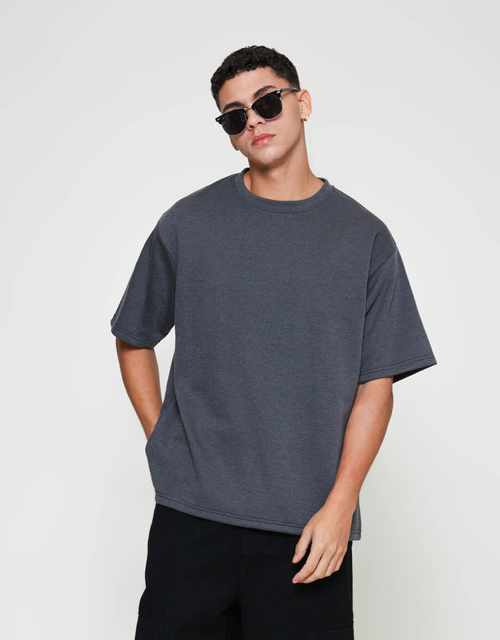 ZES Texture Salur Bintik Harold Fit Lorenzo Kaos Pria LORENZO