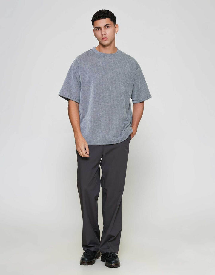 ZES Texture Salur Bintik Harold Fit Lorenzo Kaos Pria LORENZO