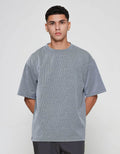 ZES Texture Salur Bintik Harold Fit Lorenzo Kaos Pria LORENZO