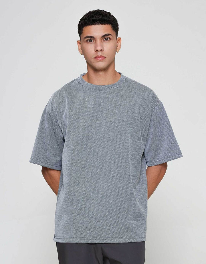 ZES Texture Salur Bintik Harold Fit Lorenzo Kaos Pria LORENZO