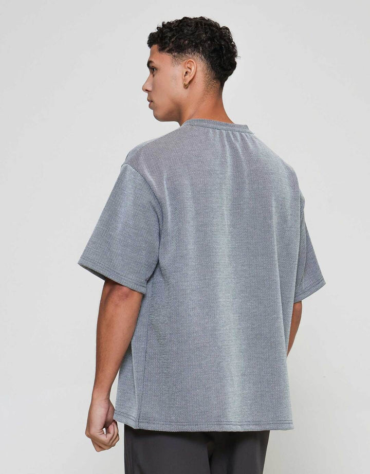 ZES Texture Salur Bintik Harold Fit Lorenzo Kaos Pria LORENZO