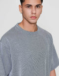ZES Texture Salur Bintik Harold Fit Lorenzo Kaos Pria LORENZO
