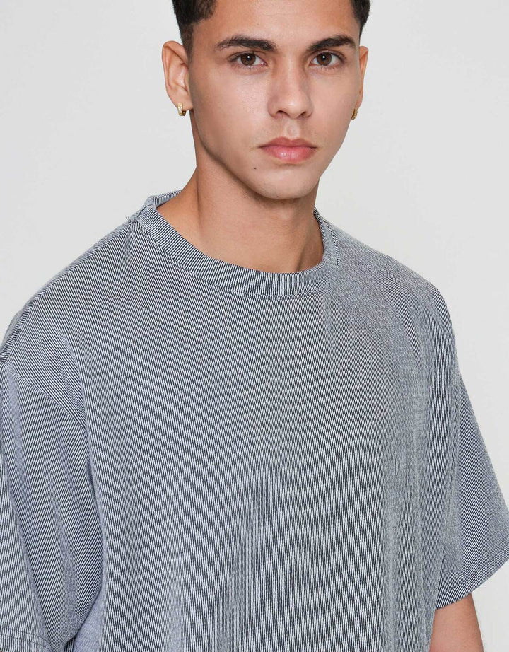 ZES Texture Salur Bintik Harold Fit Lorenzo Kaos Pria LORENZO
