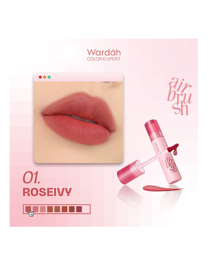Wardah Airbrush Lip Tint 01 ROSEIVY 3 g