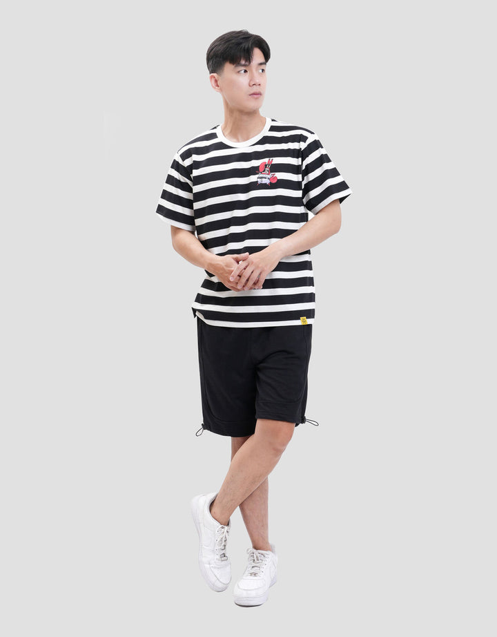 Nevada Spongebob Print Stripe Crab Kaos Pria