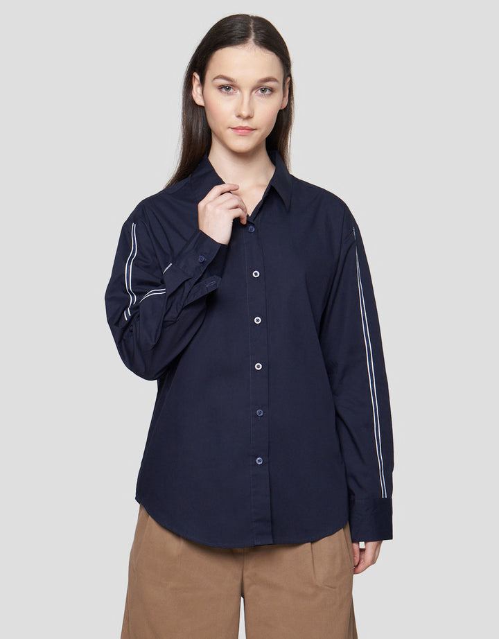 Connexion With Stripe Kemeja Wanita