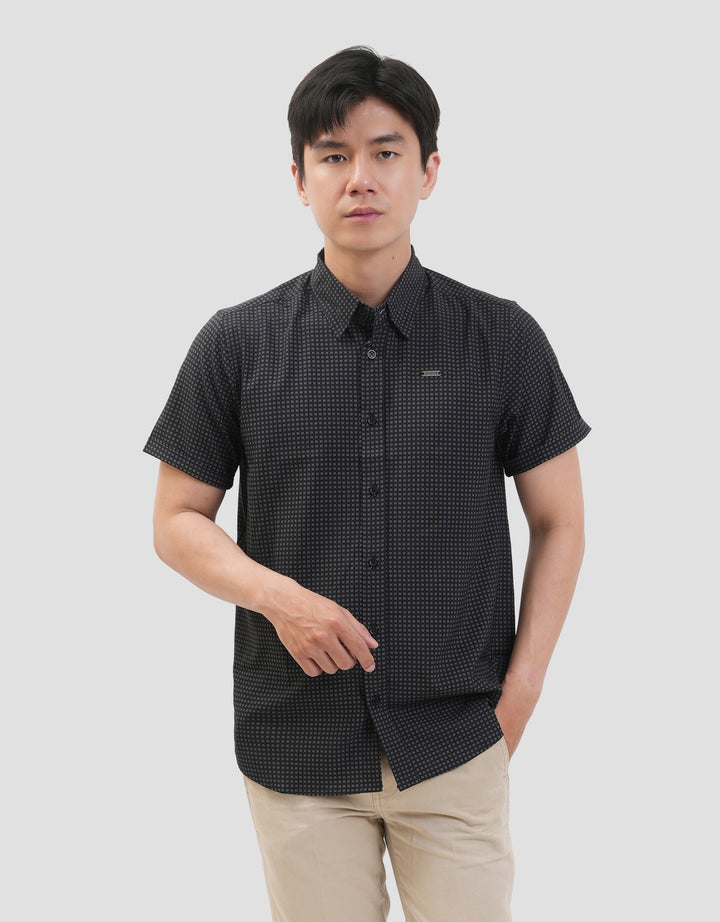 MxM Smoke Pattern Full Print Check Kemeja Pria