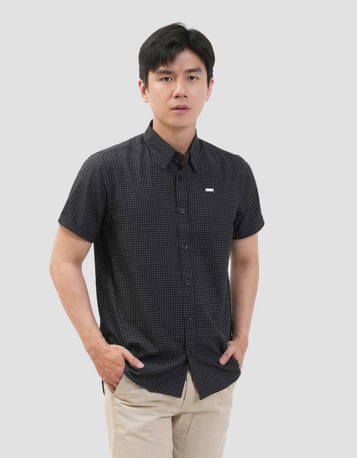 MxM Smoke Pattern Full Print Check Kemeja Pria