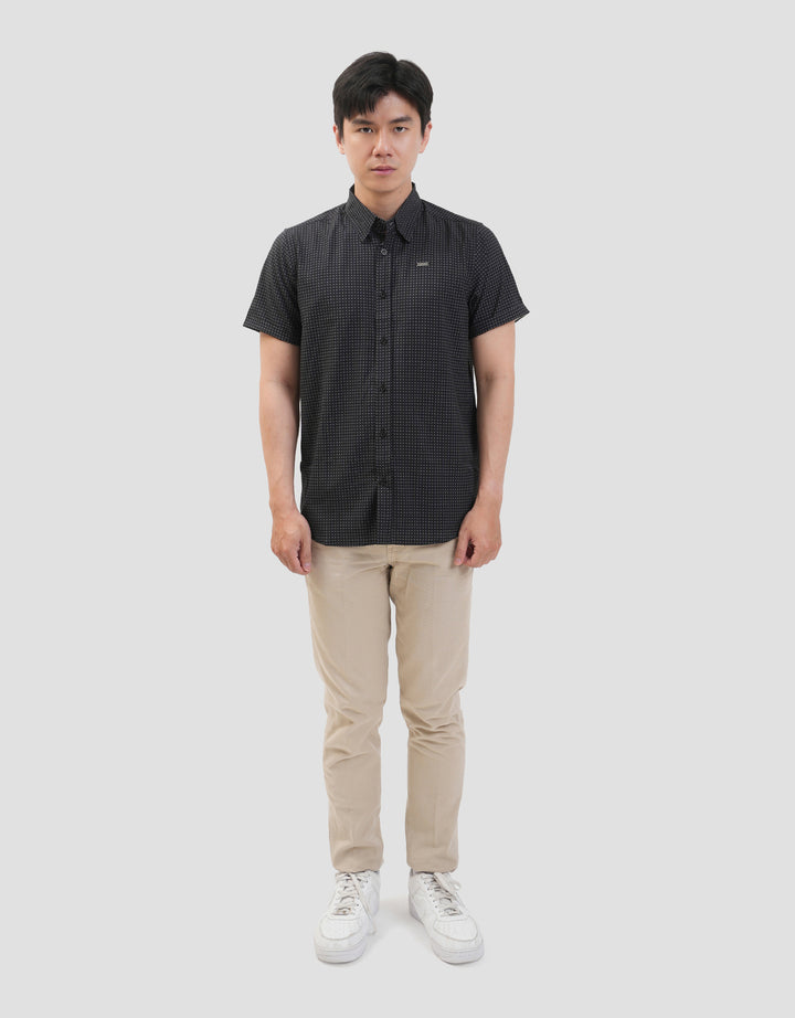 MxM Smoke Pattern Full Print Check Kemeja Pria