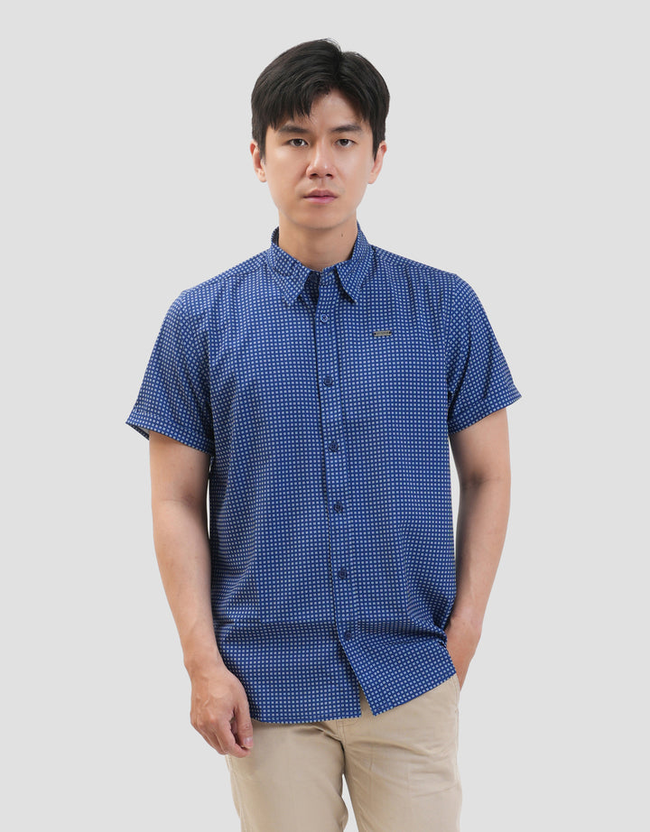 MxM Smoke Pattern Full Print Check Kemeja Pria