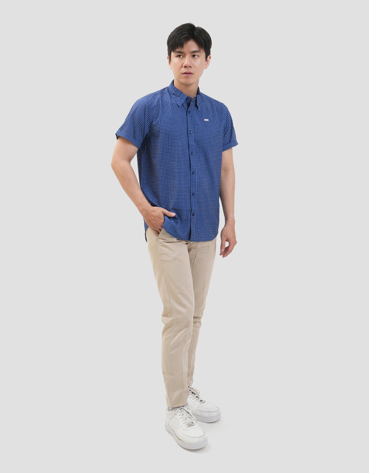MxM Smoke Pattern Full Print Check Kemeja Pria
