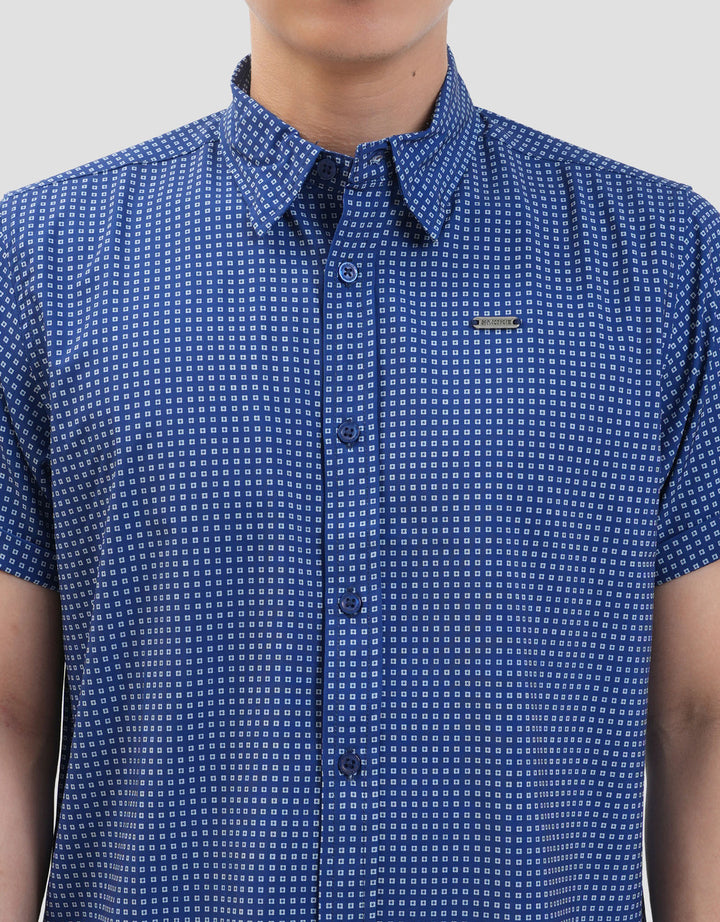 MxM Smoke Pattern Full Print Check Kemeja Pria
