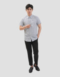 MxM Smoke Pattern Full Print Check Kemeja Pria