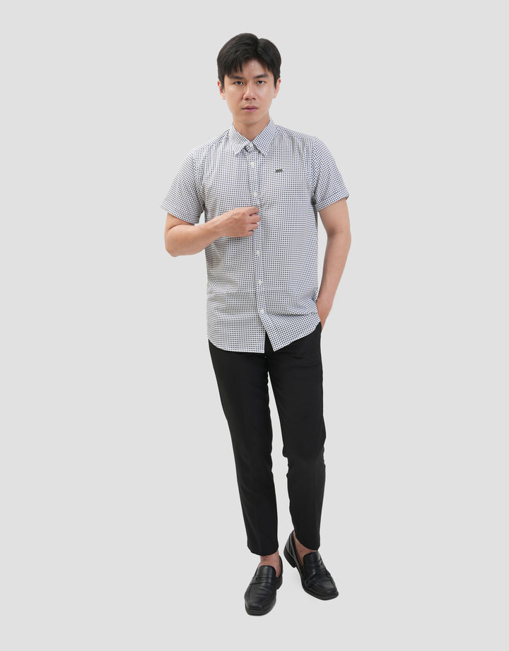 MxM Smoke Pattern Full Print Check Kemeja Pria