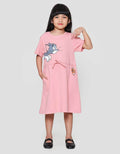 Character Tom N Jerry Serut Pinggang Midi Dress Anak Perempuan
