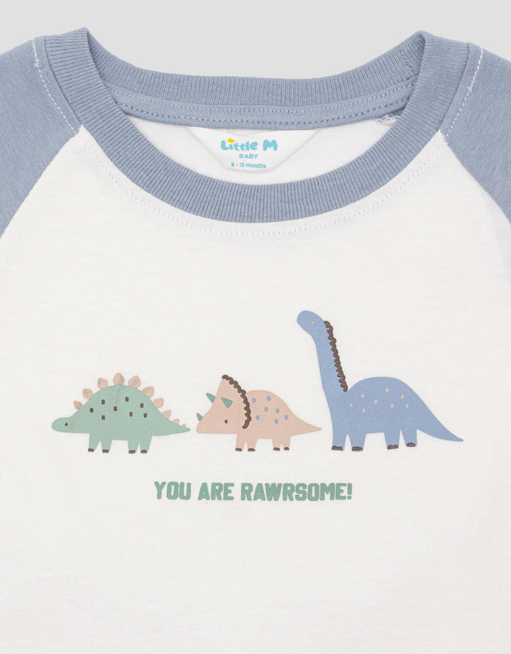 Little M Raglan Dino Pakaian Set Anak Bayi