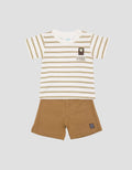 Little M Fullprint Stripe Bear Pakaian Set Anak Bayi