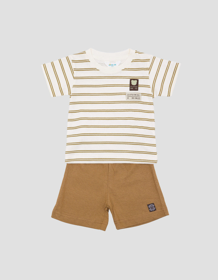 Little M Fullprint Stripe Bear Pakaian Set Anak Bayi