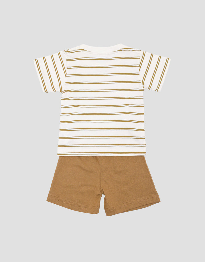 Little M Fullprint Stripe Bear Pakaian Set Anak Bayi