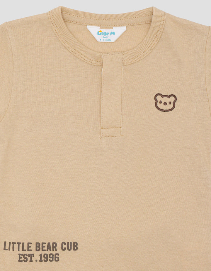 Little M Henley Bear Pakaian Set Anak Bayi