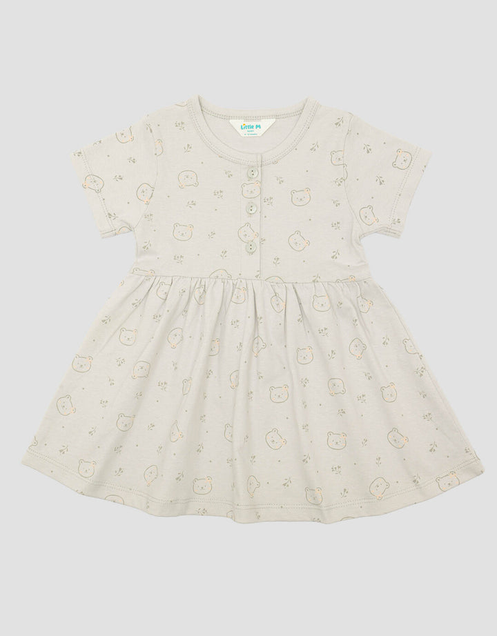Little M Jersey Fullprint Bear Midi Dress Anak Bayi Perempuan