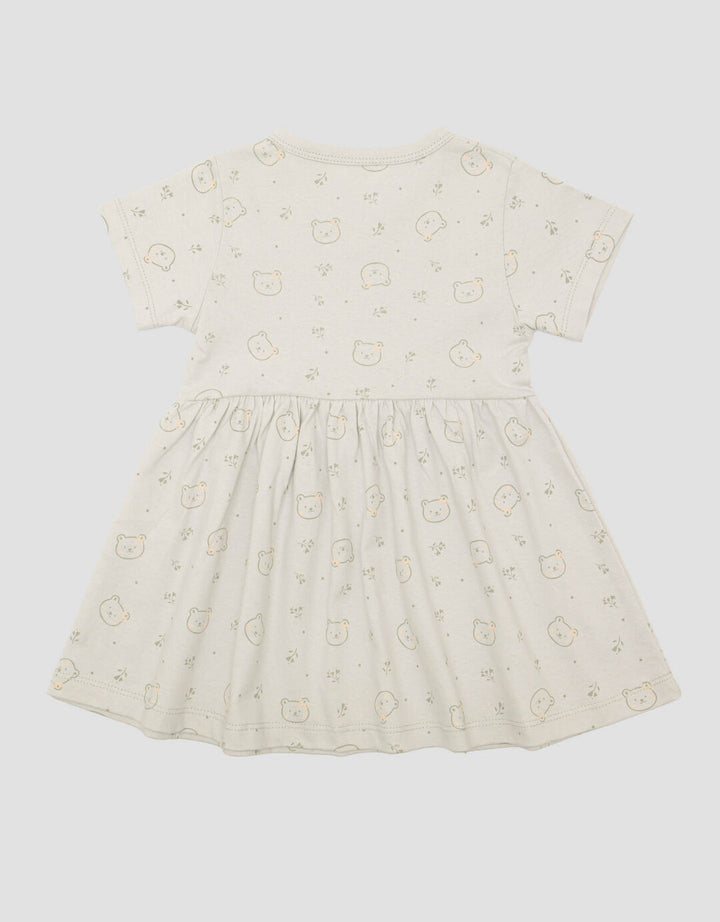 Little M Jersey Fullprint Bear Midi Dress Anak Bayi Perempuan