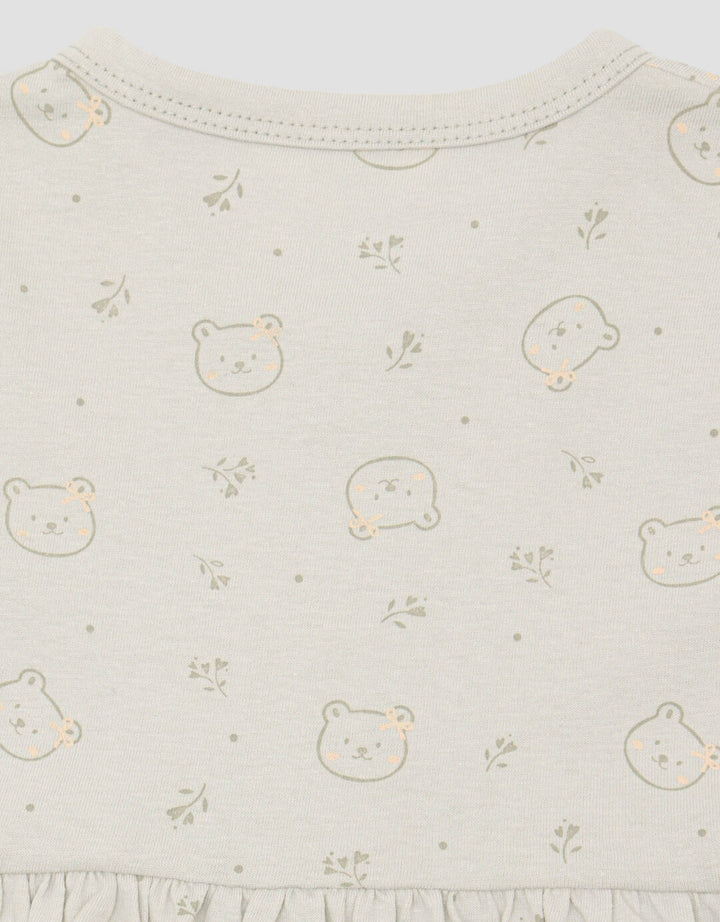 Little M Jersey Fullprint Bear Midi Dress Anak Bayi Perempuan