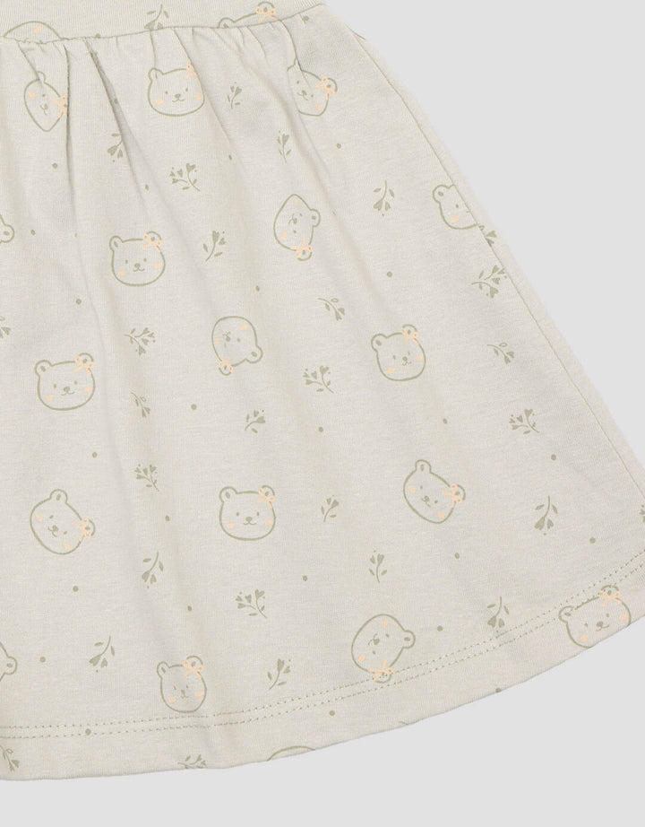 Little M Jersey Fullprint Bear Midi Dress Anak Bayi Perempuan
