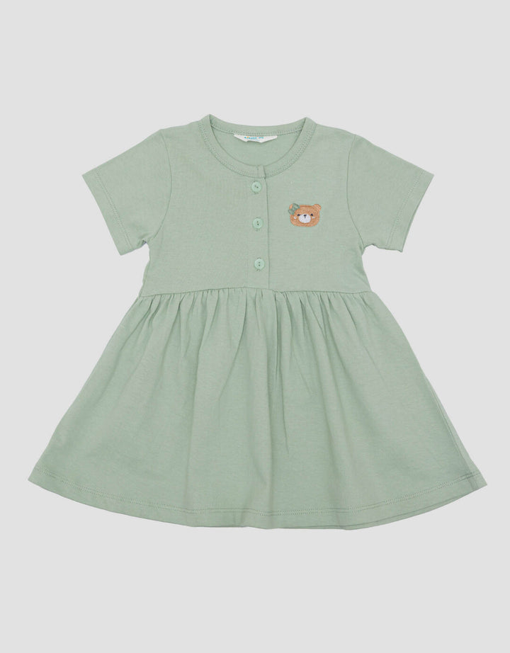 Little M Jersey Print Bear Dress Bayi