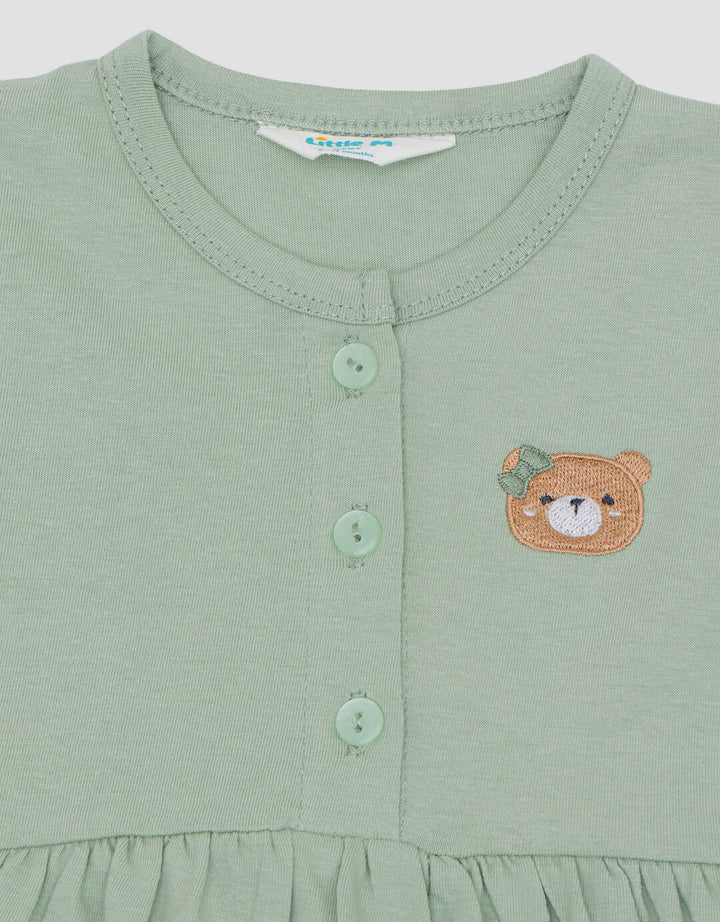Little M Jersey Print Bear Dress Bayi