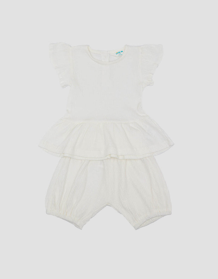 Little M Textured Cringkle Inside Stripe Plain Setelan Anak Bayi