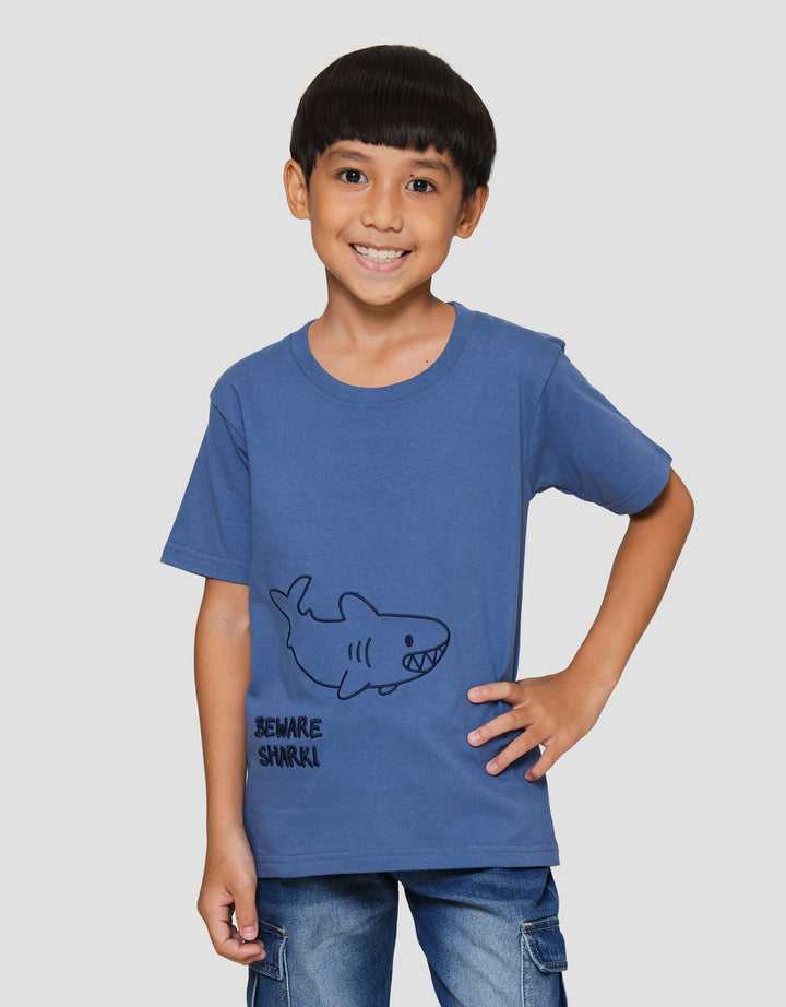 Little M Beware Shark Kaos Anak Laki-laki