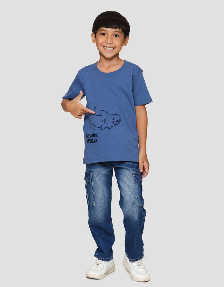 Little M Beware Shark Kaos Anak Laki-laki