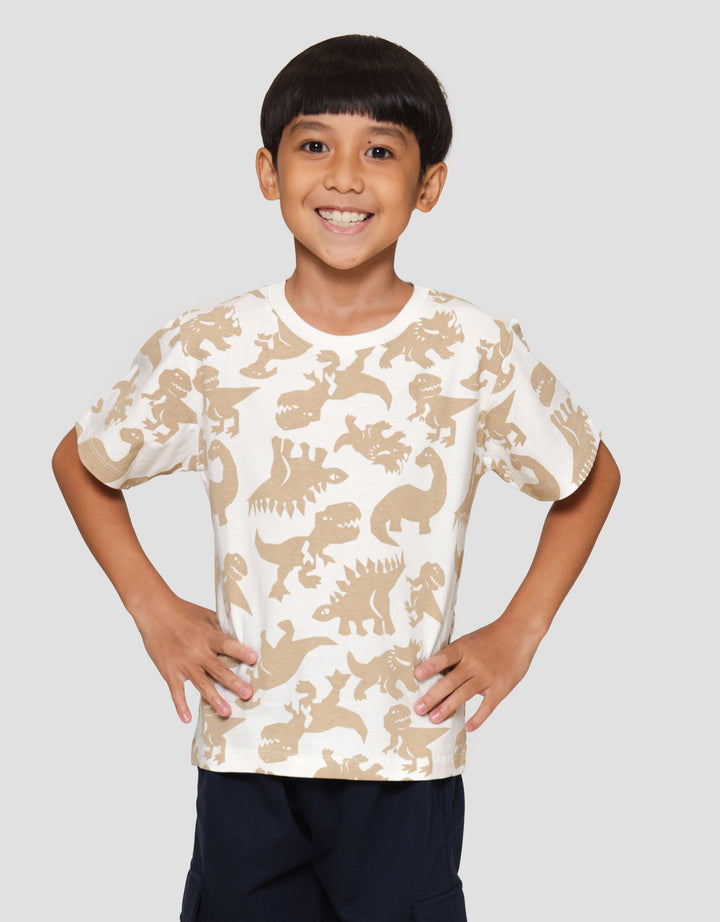 Little M F Print Dino Kaos Anak Laki-laki